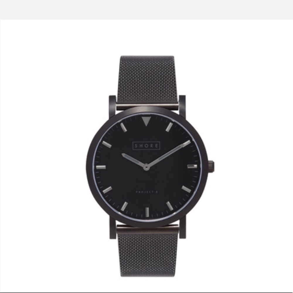 Shore Project Unisex Falmouth black SS mesh watch